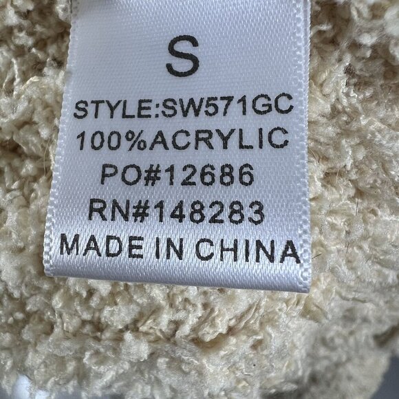 Hers & Mine Womens S Fuzzy Soft Long Maxi Beige Loose Knit Open Cardigan Pocket - Picture 13 of 15